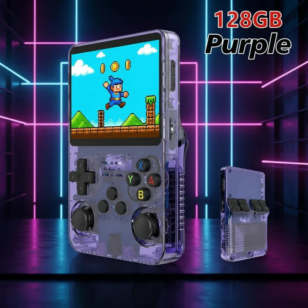 Retro R36S Handheld Video Game Console 3.5 Inch IPS Screen 128GB Preloaded Games Portable Pocket Player Linux System
