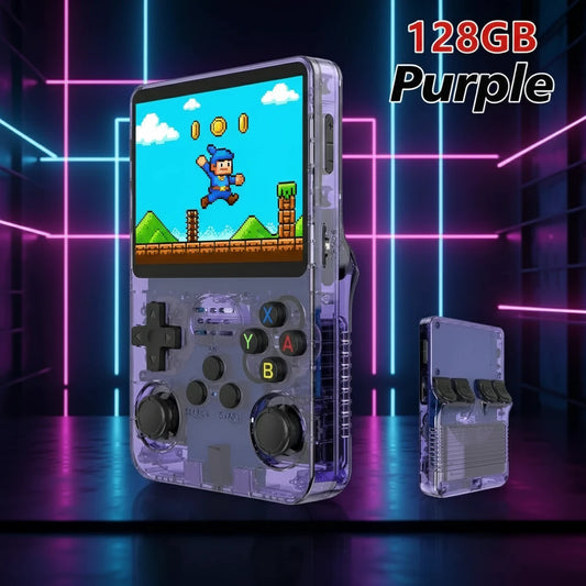 Retro R36S Handheld Video Game Console 3.5 Inch IPS Screen 128GB Preloaded Games Portable Pocket Player Linux System
