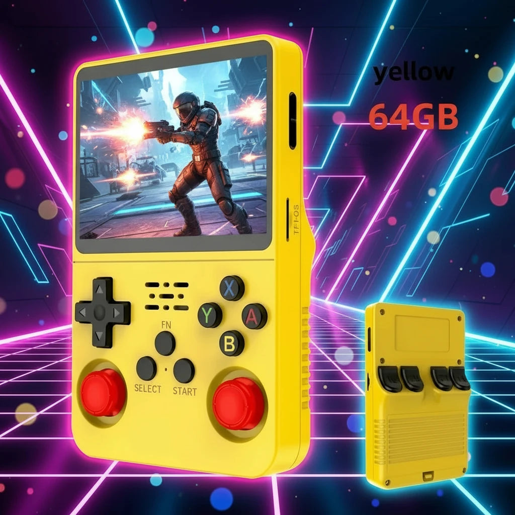 Retro R36S Handheld Video Game Console 3.5 Inch IPS Screen 128GB Preloaded Games Portable Pocket Player Linux System