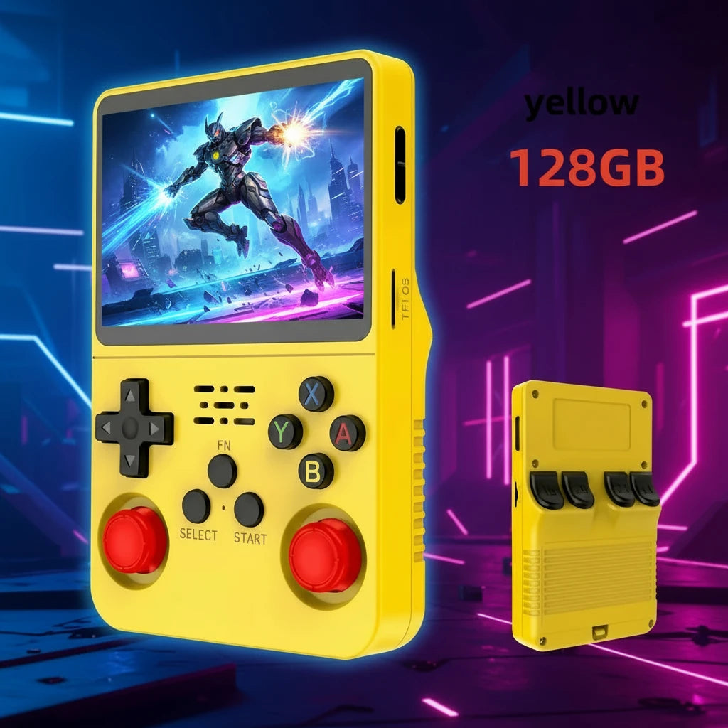 Retro R36S Handheld Video Game Console 3.5 Inch IPS Screen 128GB Preloaded Games Portable Pocket Player Linux System