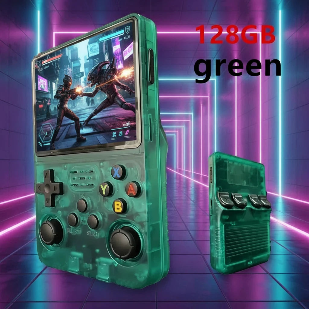 Retro R36S Handheld Video Game Console 3.5 Inch IPS Screen 128GB Preloaded Games Portable Pocket Player Linux System