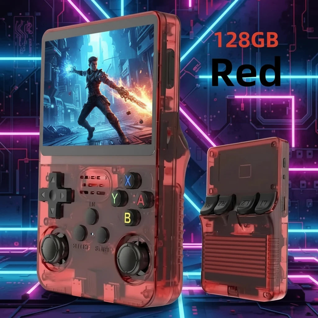 Retro R36S Handheld Video Game Console 3.5 Inch IPS Screen 128GB Preloaded Games Portable Pocket Player Linux System